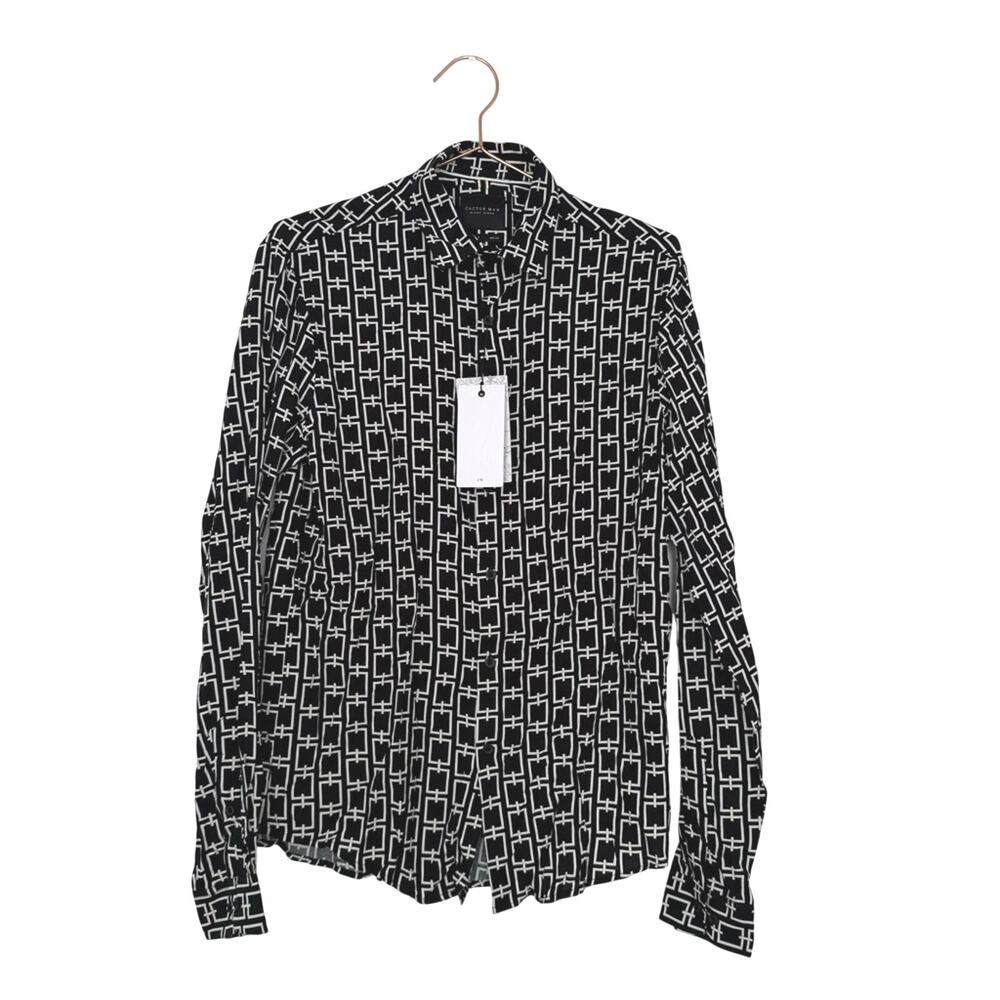 Cactus Black and White Geometric Men's Shirt